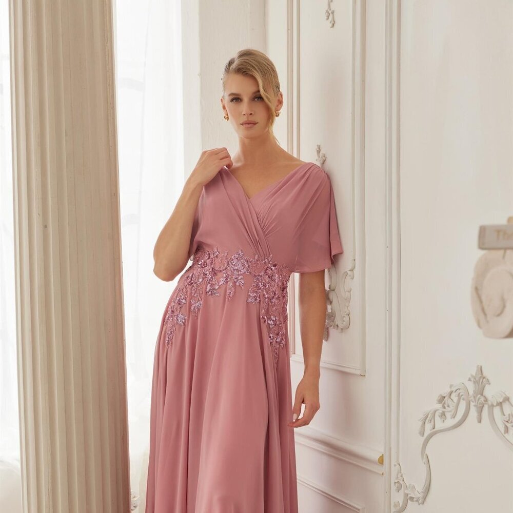 New Mauve A-Line Chiffon Gown for Sophisticated Mother of the Bride NX ME152